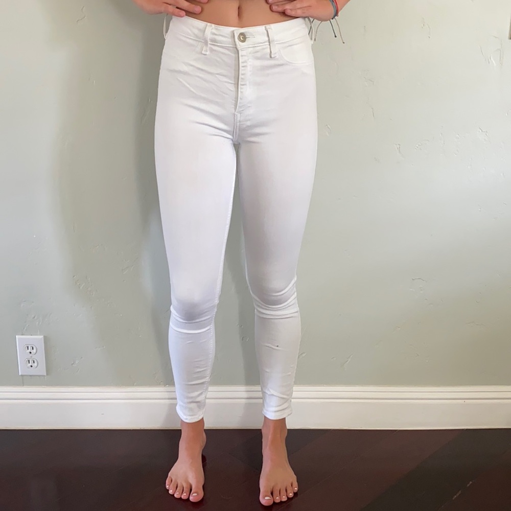 White, Hollister, high-rise jeggings